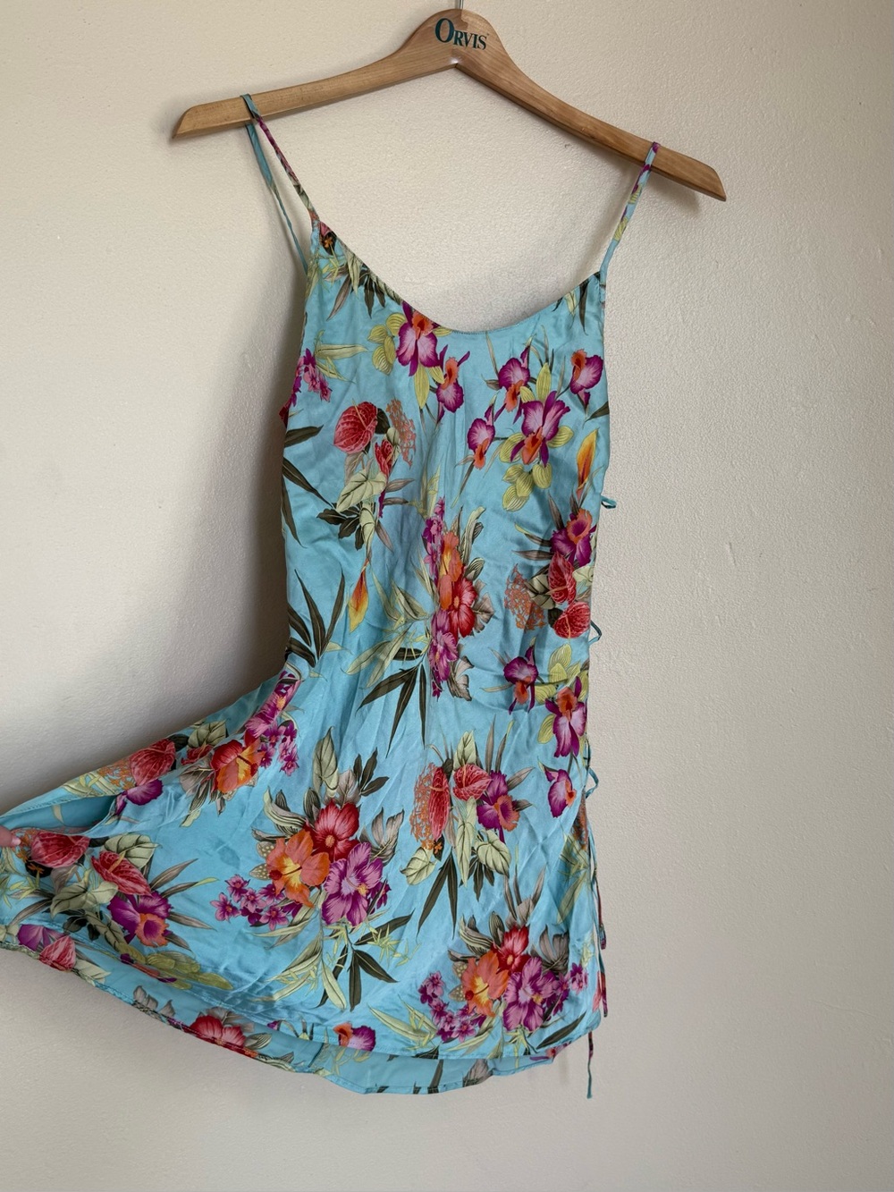100% Silk (2001) Vintage Victoria’s Secret Tropical Floral Blue Slip Dress